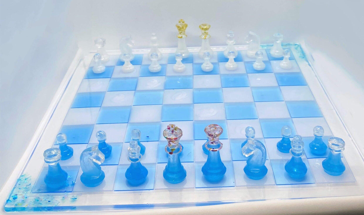 Chess Board | Blue Sky | Resin Handmade | Small - Nature's Art Lab