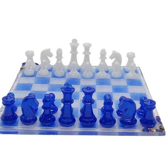 Ocean Resin Handmade Small Chess Board  By Nature's Art Lab